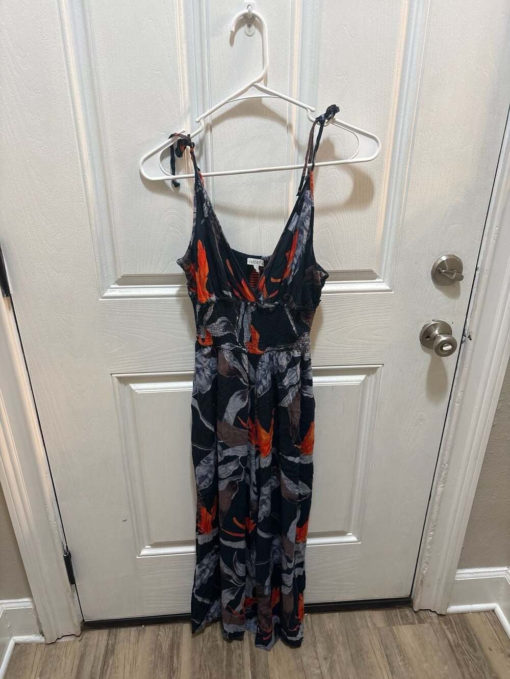 Patrons of Peace Floral Smocked Tie-Strap Jumpsuit Size S